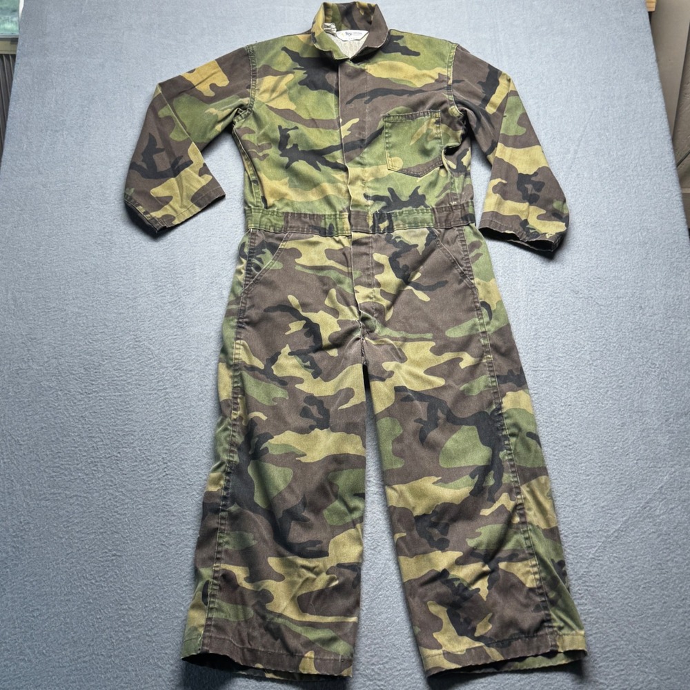 Key Imperial Vintage Camo Coveralls Youth 18 Woodland Jumpsuit USA Made Pockets